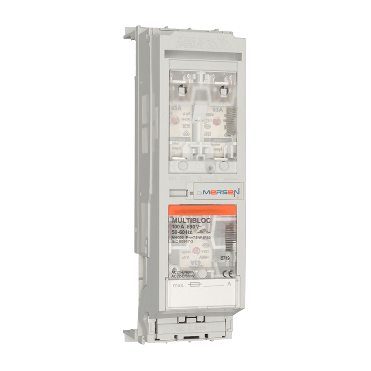 L1002166 - MULTIBLOC 000.RST8, 000 / 100A, 3-pole for MULTIFIX 60, bottom terminal